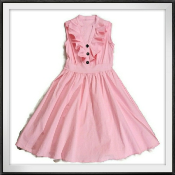 None Dresses & Skirts - Pink Sleeveless Ruffle Dress